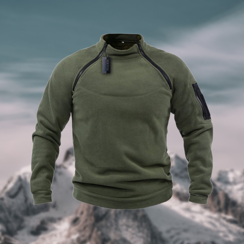 Men's long-sleeve quarter-zip jumper with stand collar and sleeve pocket