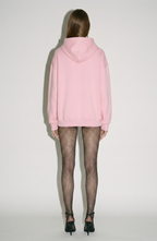 Women's pink hoodie with crystal-embellished drawstrings and long sleeves