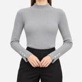 Cynthia  - Ribbed Knit Mock Neck Jumper Office Styling
