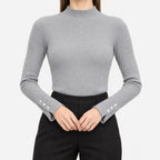 Cynthia  - Ribbed Knit Mock Neck Jumper Office Styling