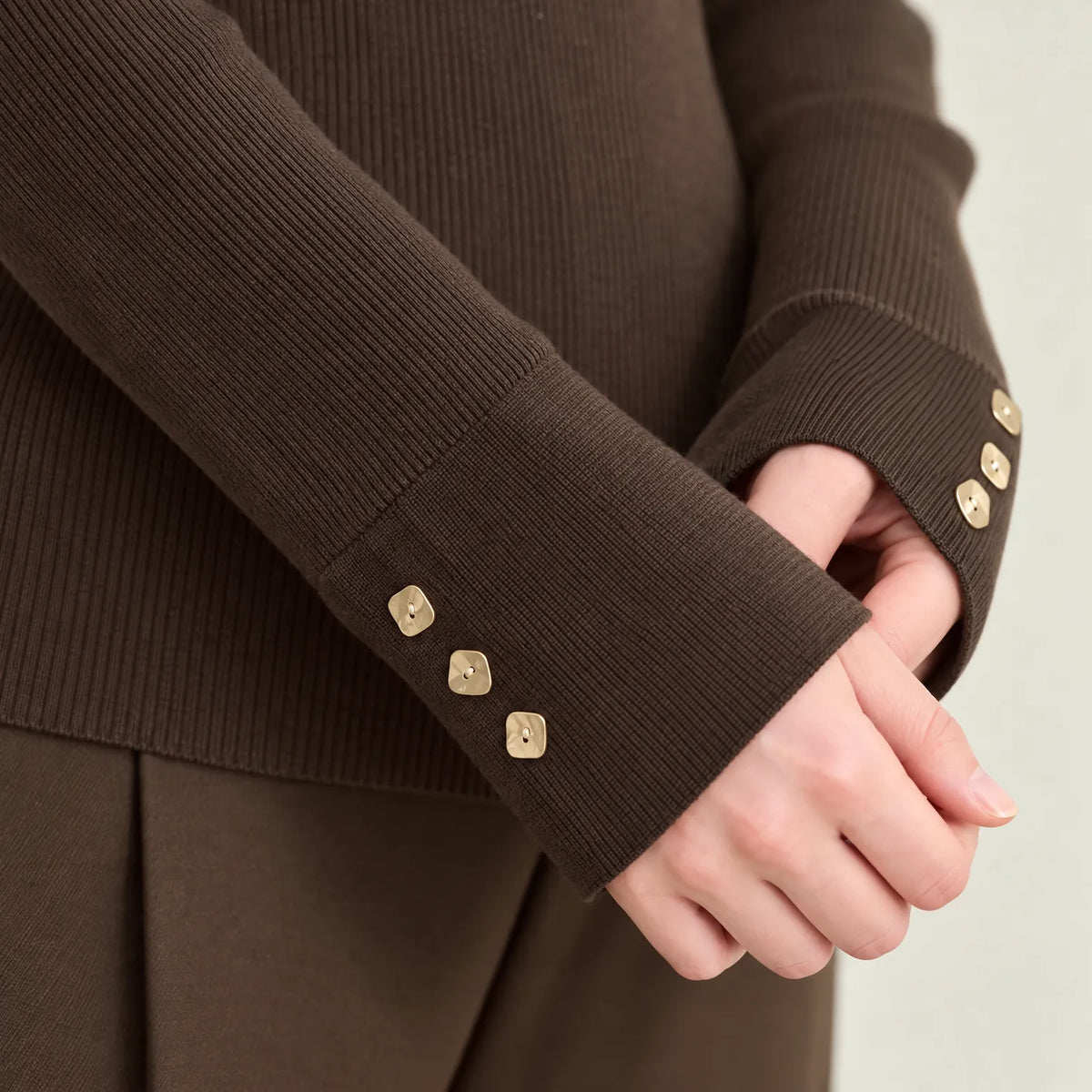 Cynthia  - Ribbed Knit Mock Neck Jumper Office Styling