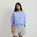 Women's long-sleeve crew sweatshirt with ribbed trims and raglan sleeves