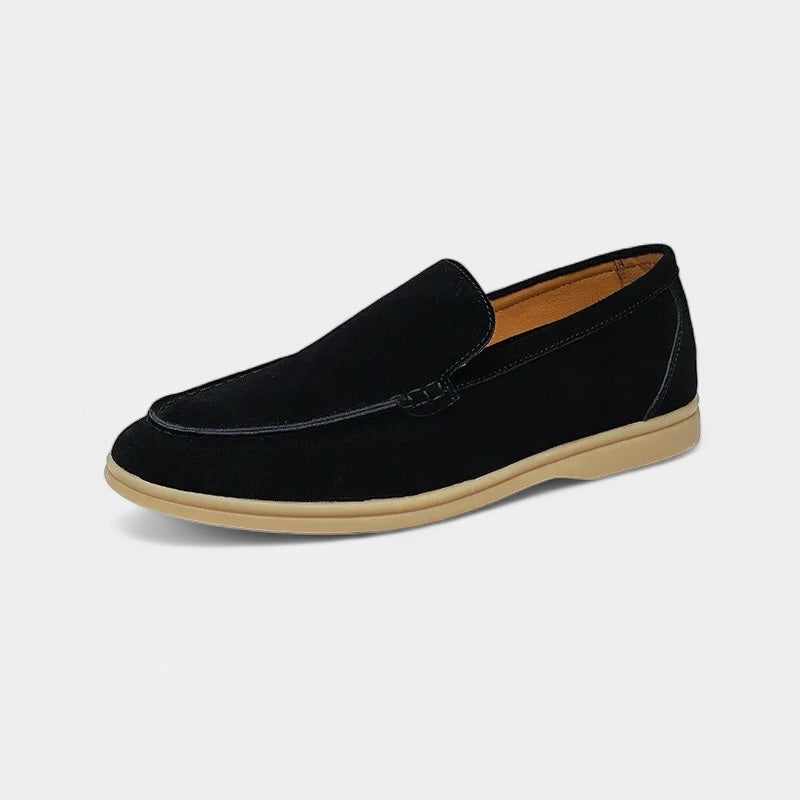 Men's slip-on loafers with moc toe and low flat sole