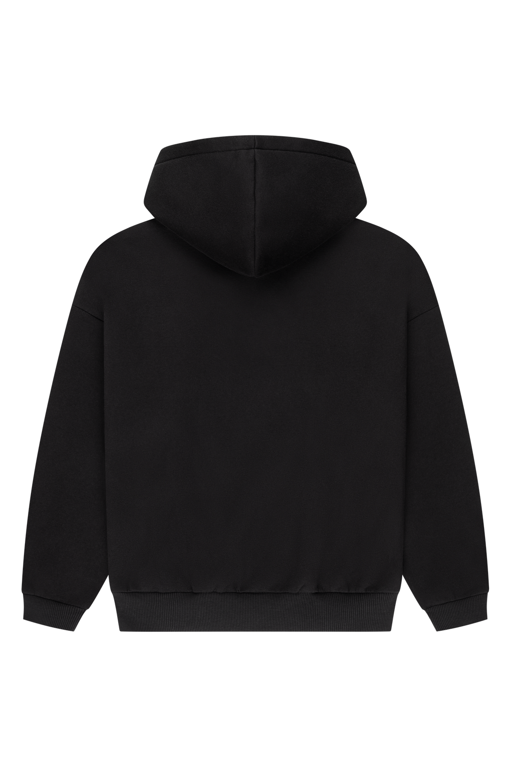 Women's black cropped hoodie with hood and pink chest logo