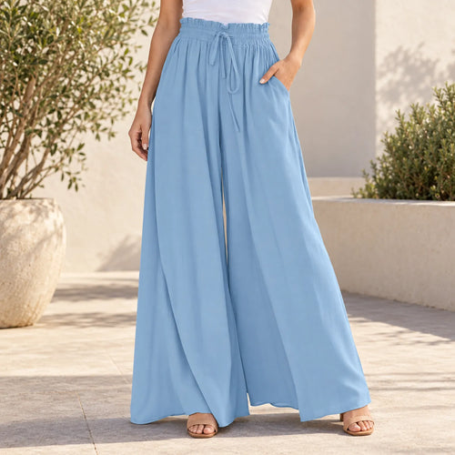 Dalis  - High Waist Wide Leg Trousers Warm Weather Wear