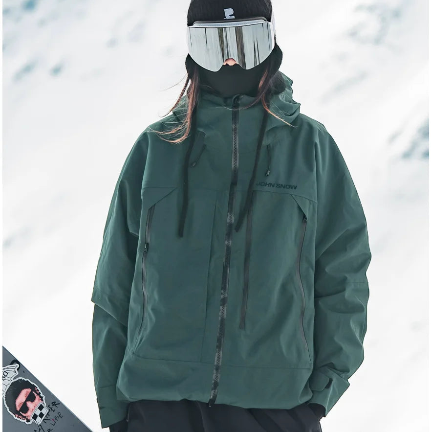 Women's hooded ski jacket with long sleeves, full zip and front pockets