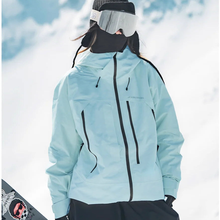 Women's hooded ski jacket with long sleeves, full zip and front pockets