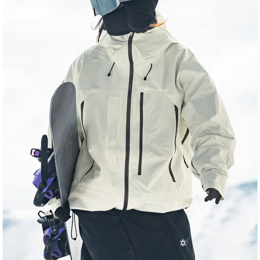 Women's hooded ski jacket with long sleeves, full zip and front pockets