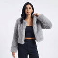 Women's cropped long sleeve textured jacket with open front