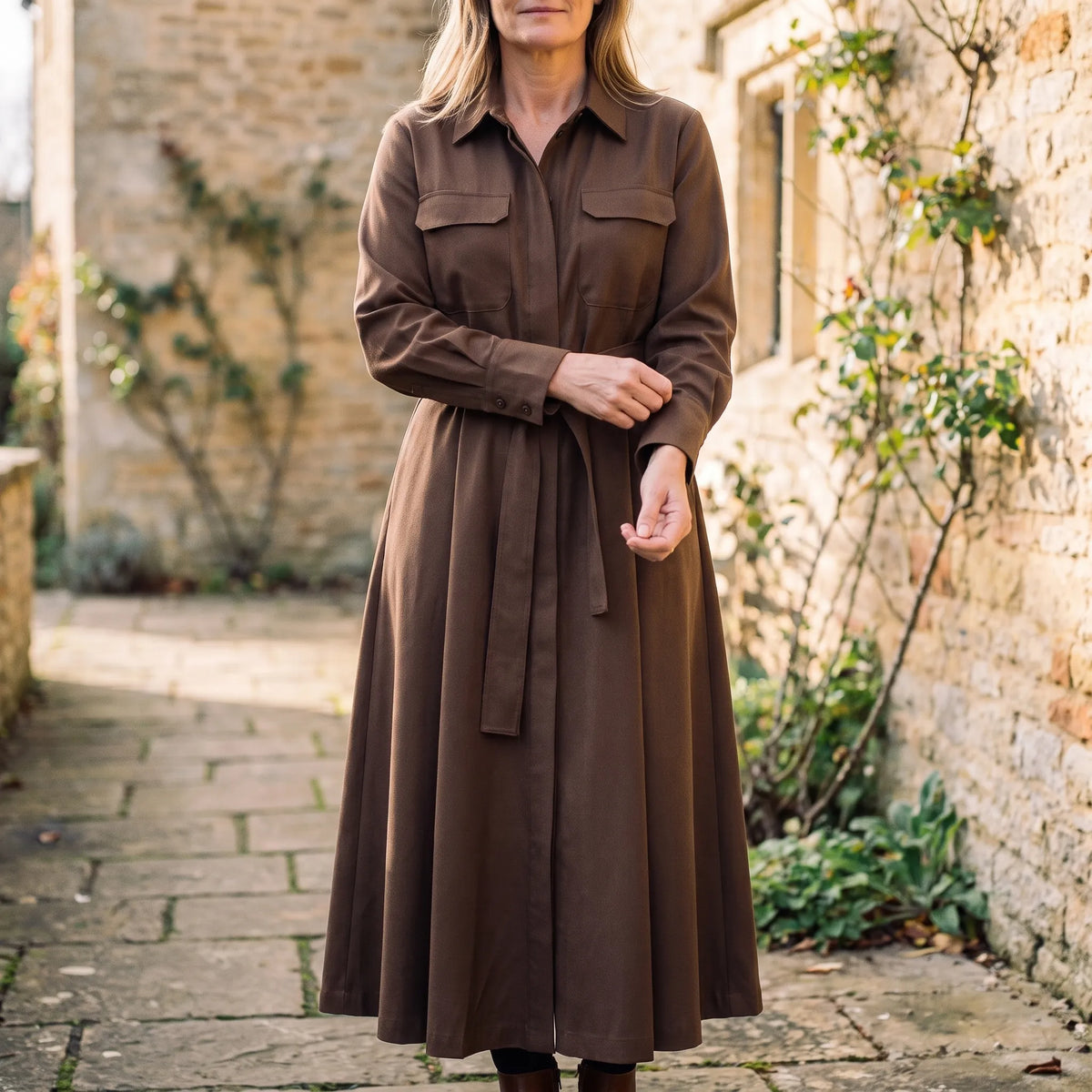 DenhamDress  - Long Belted Shirt Dress Office Wear