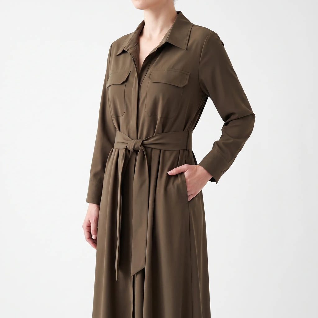DenhamDress  - Long Belted Shirt Dress Office Wear