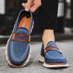 Men's mesh loafers with penny strap and chunky ridged sole