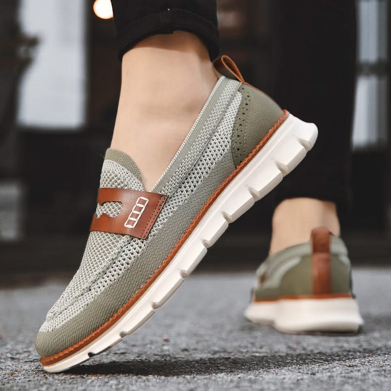 Men's mesh loafers with penny strap and chunky ridged sole