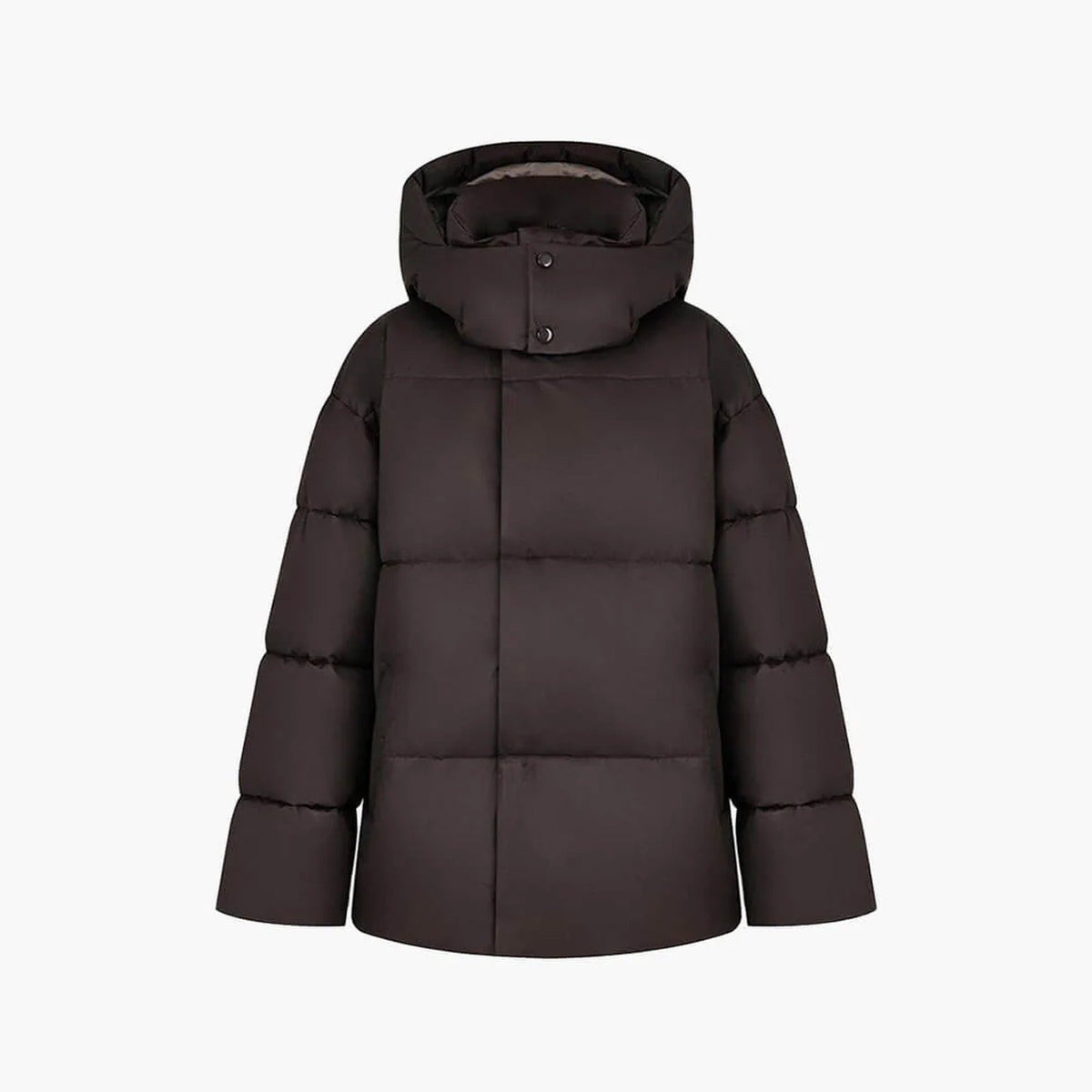 Women's hooded quilted puffer winter jacket with long sleeves and front zip