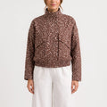 DotBomber  - Brown Polka Dot Cropped Bomber Jacket Casual Layering
