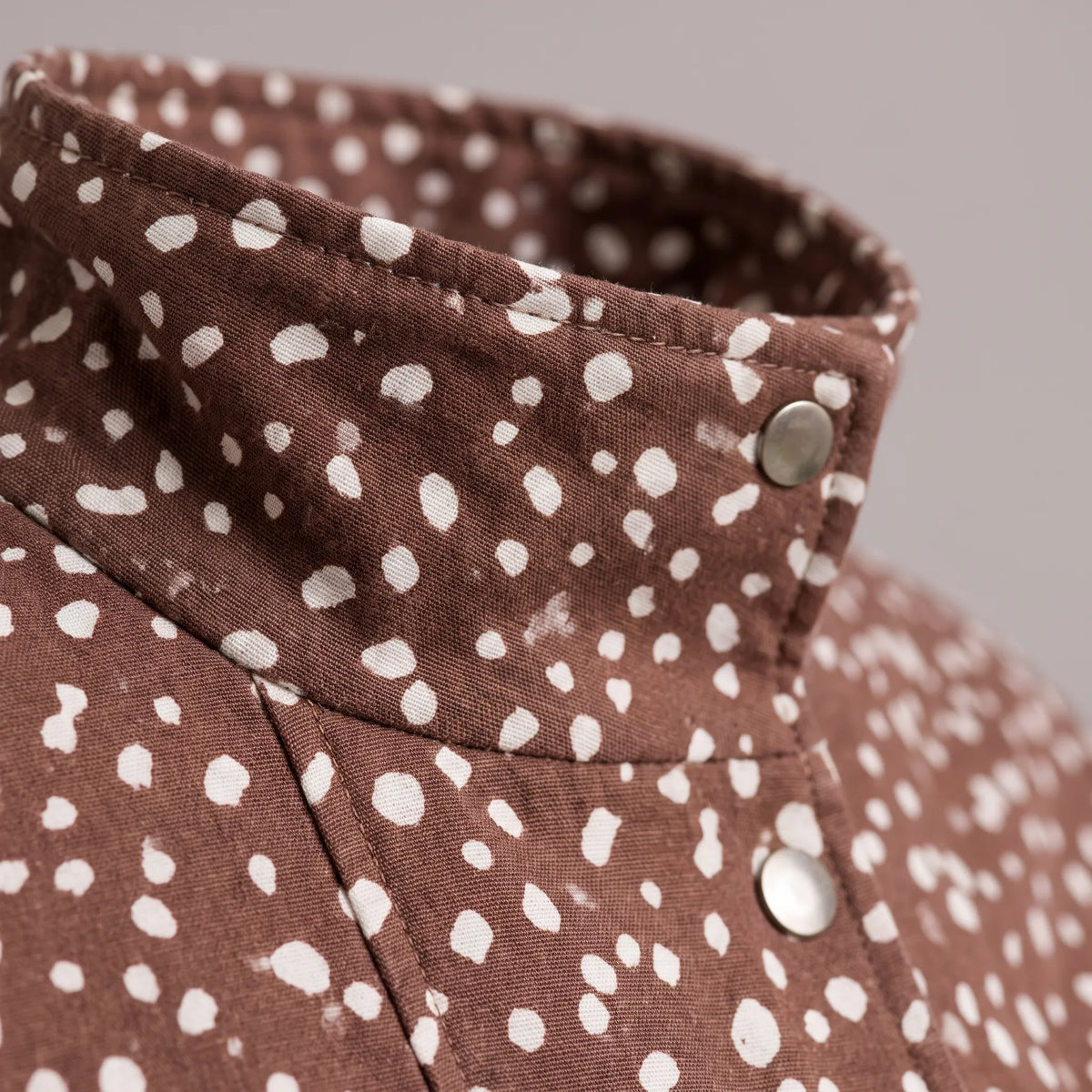 DotBomber  - Brown Polka Dot Cropped Bomber Jacket Casual Layering