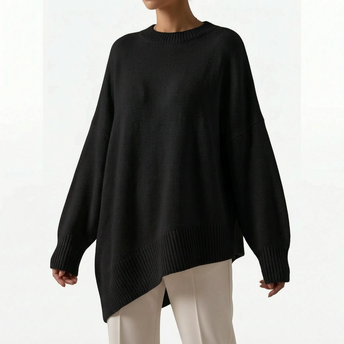 DrapeKnit  - Oversized Asymmetrical Knitted Jumper Casual Days