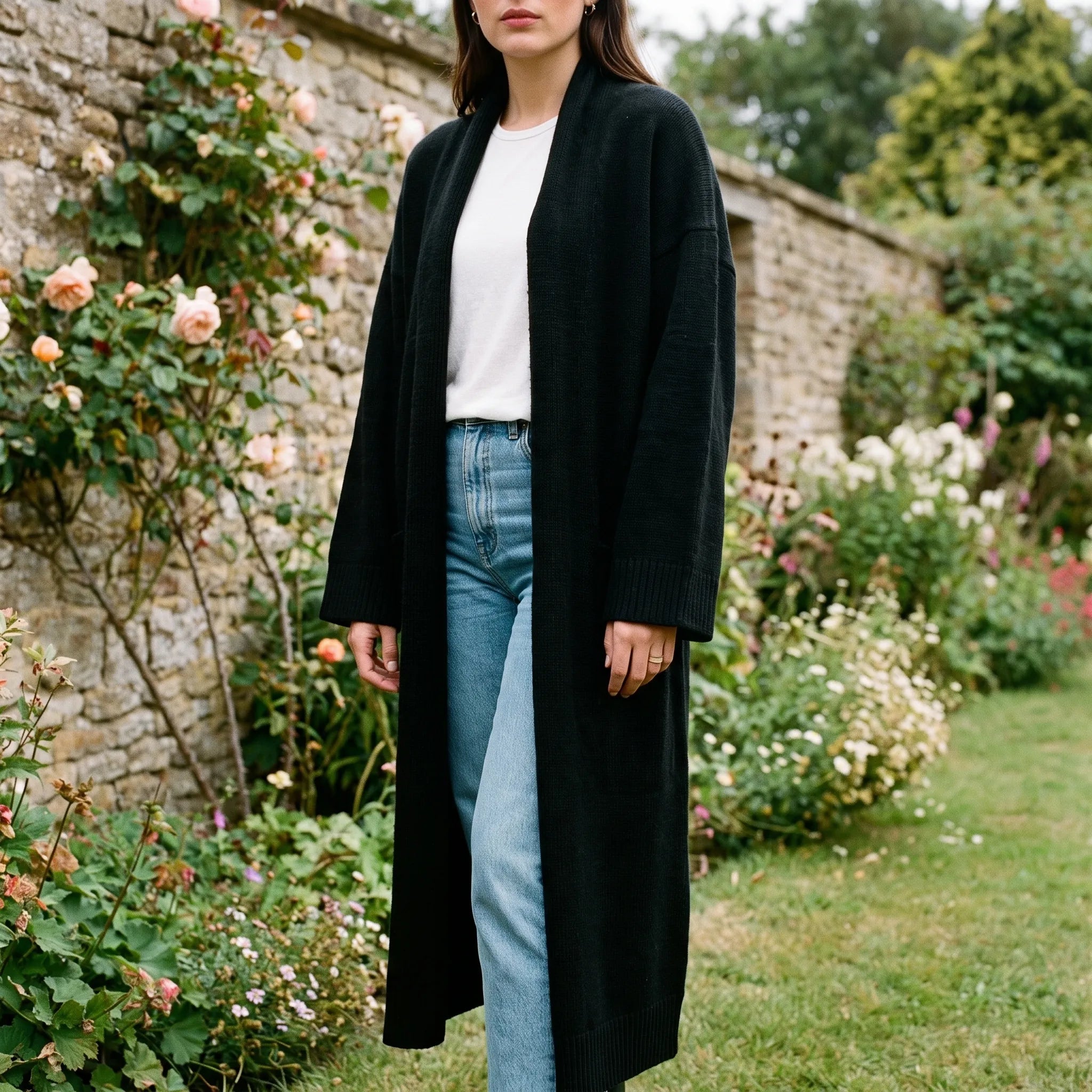 DrapeWeave  - Chunky Longline Cardigan Layering Over Daytime Outfits