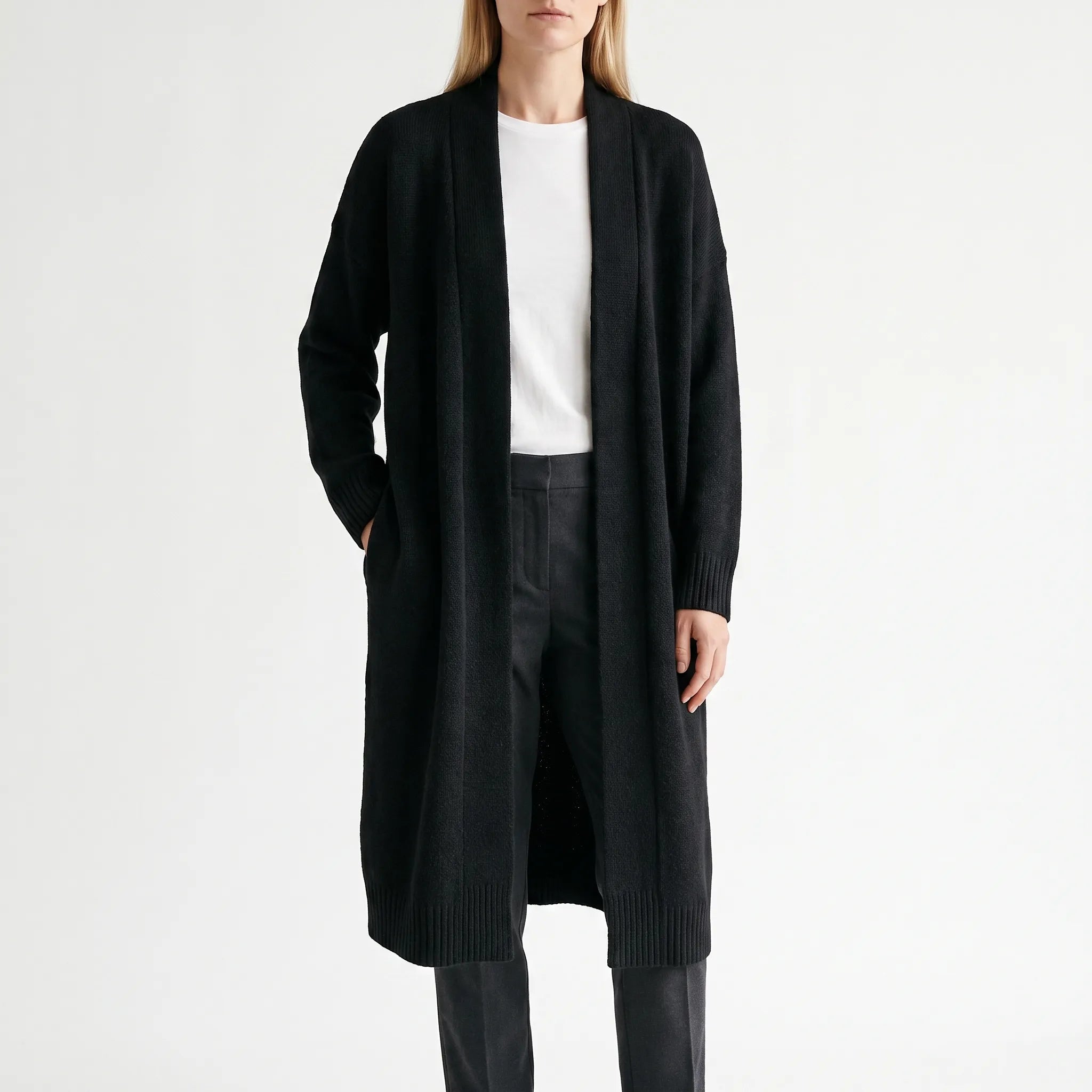 DrapeWeave  - Chunky Longline Cardigan Layering Over Daytime Outfits