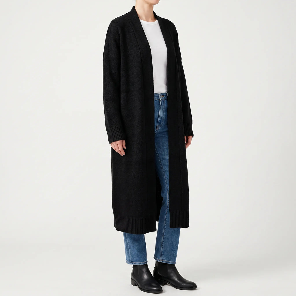 DrapeWeave  - Chunky Longline Cardigan Layering Over Daytime Outfits