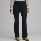 Women's high-rise bootcut jeans with five pockets and button zip fastening