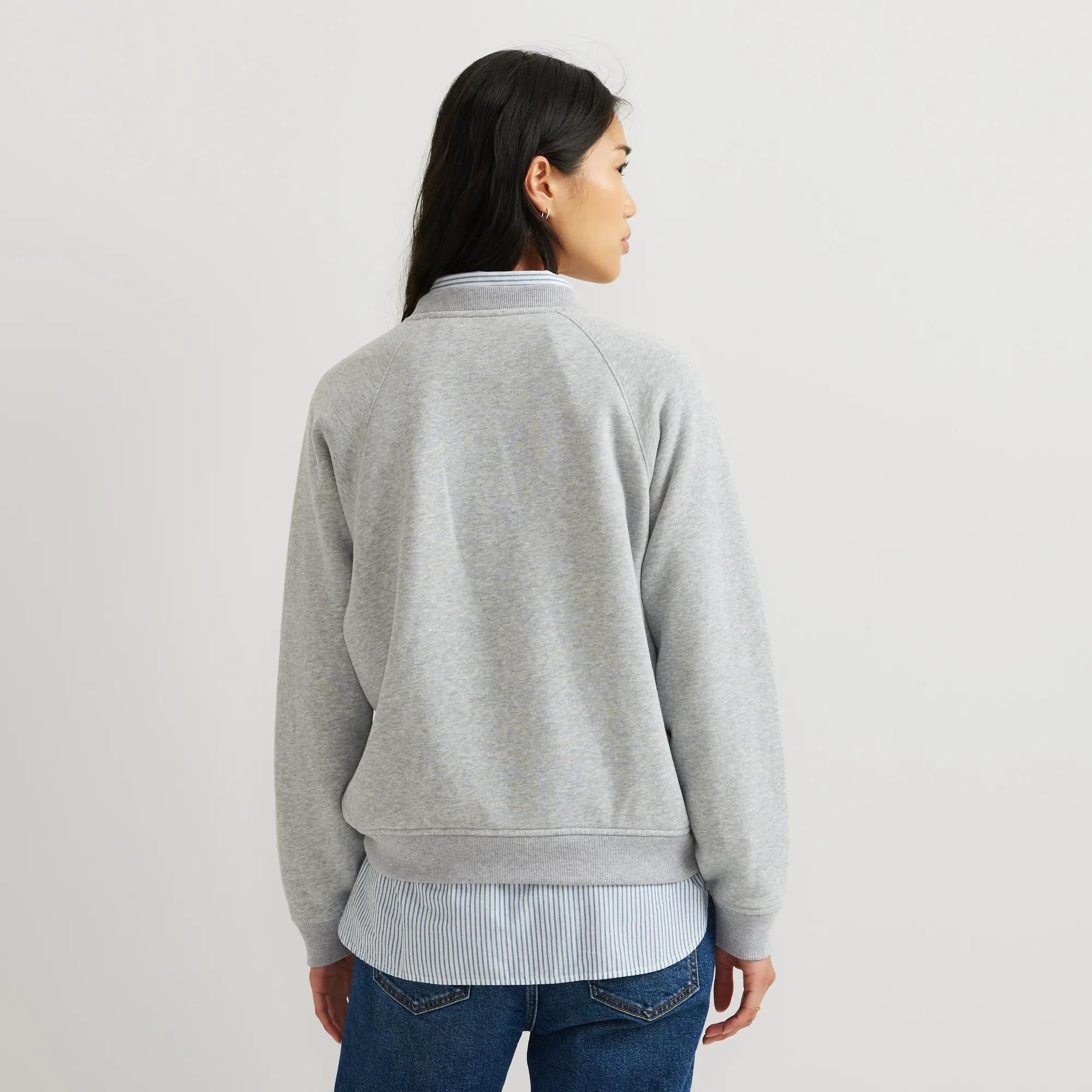 Women's long-sleeve crew sweatshirt with ribbed trims and raglan sleeves