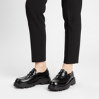 Unisex penny loafers with chunky lug soles and slip-on design