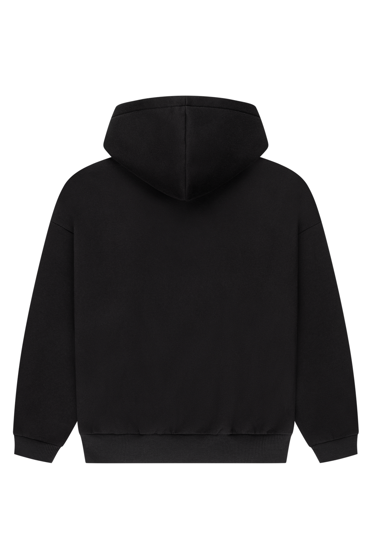 Women's black zip-up hoodie with hood, pink logo and front pocket