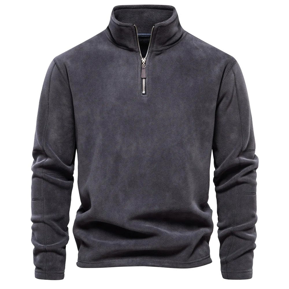 Men's plain quarter-zip sweatshirt with mock neck and long sleeves