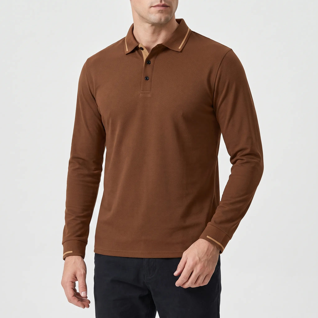 FairwayPolo  - Men's Slim Fit Long Sleeve Polo Shirt Casual Office Wear