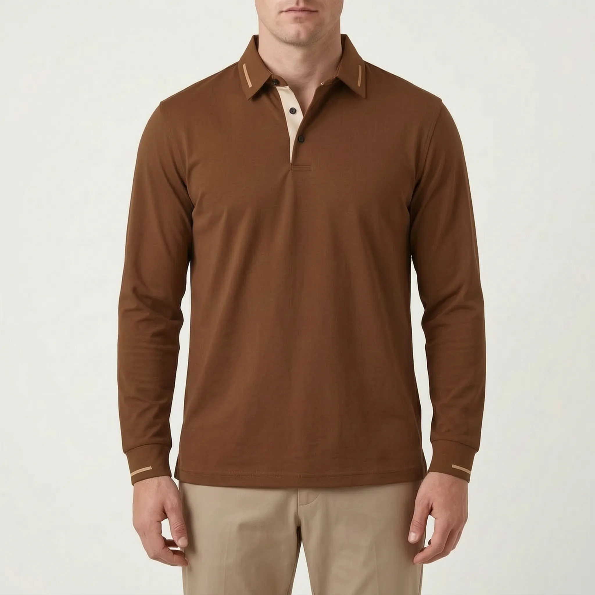 FairwayPolo  - Men's Slim Fit Long Sleeve Polo Shirt Casual Office Wear