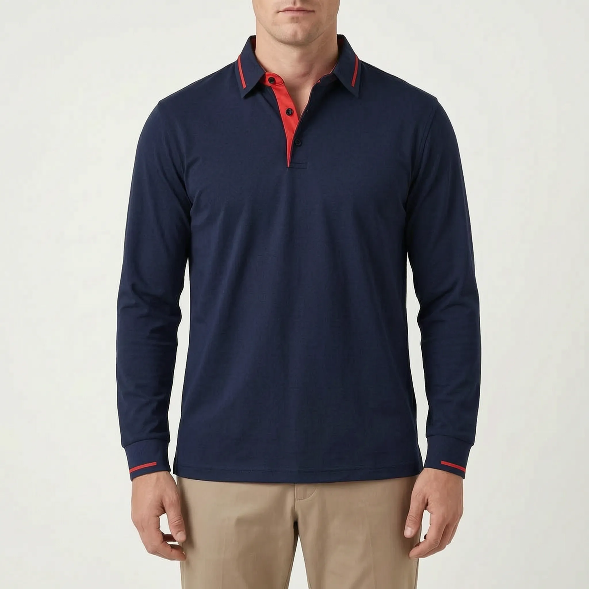 FairwayPolo  - Men's Slim Fit Long Sleeve Polo Shirt Casual Office Wear