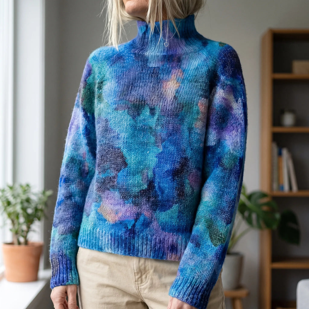 FaunaKnit  - Turtleneck Long Jumper With Nature Motif Cool Weather Layering