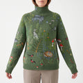 FaunaKnit  - Turtleneck Long Jumper With Nature Motif Cool Weather Layering