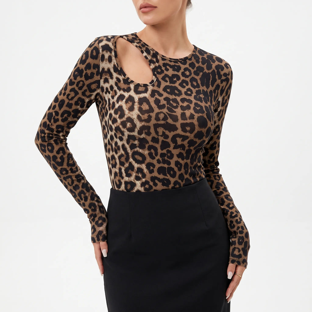 Felina  - Leopard Long Sleeve Top Layering Under Jackets
