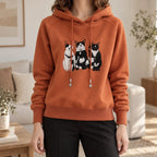 Felinora  - Plush Embroidered Hoodie Casual Outings