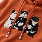 Felinora  - Plush Embroidered Hoodie Casual Outings