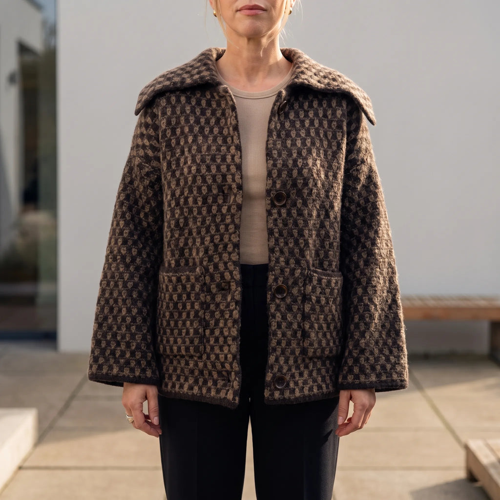Fendel  - Chunky Two-Tone Womens Cardigan Autumn Layering