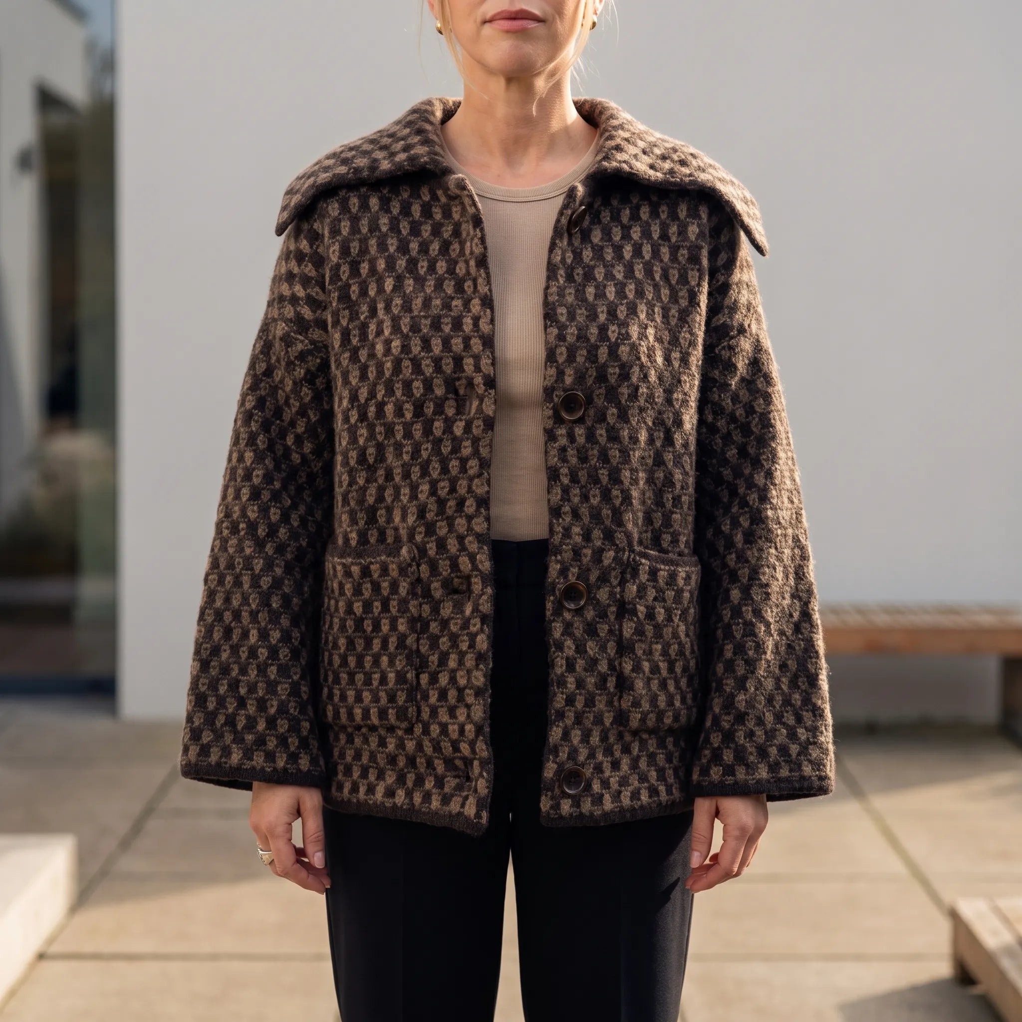Fendel  - Chunky Two-Tone Womens Cardigan Autumn Layering