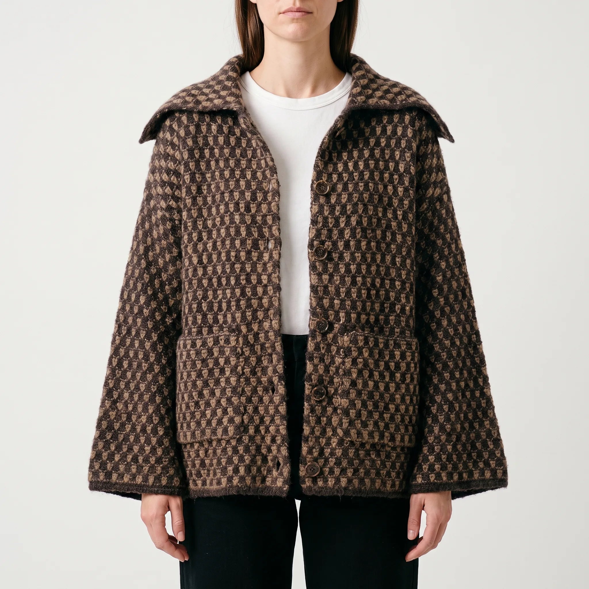 Fendel  - Chunky Two-Tone Womens Cardigan Autumn Layering