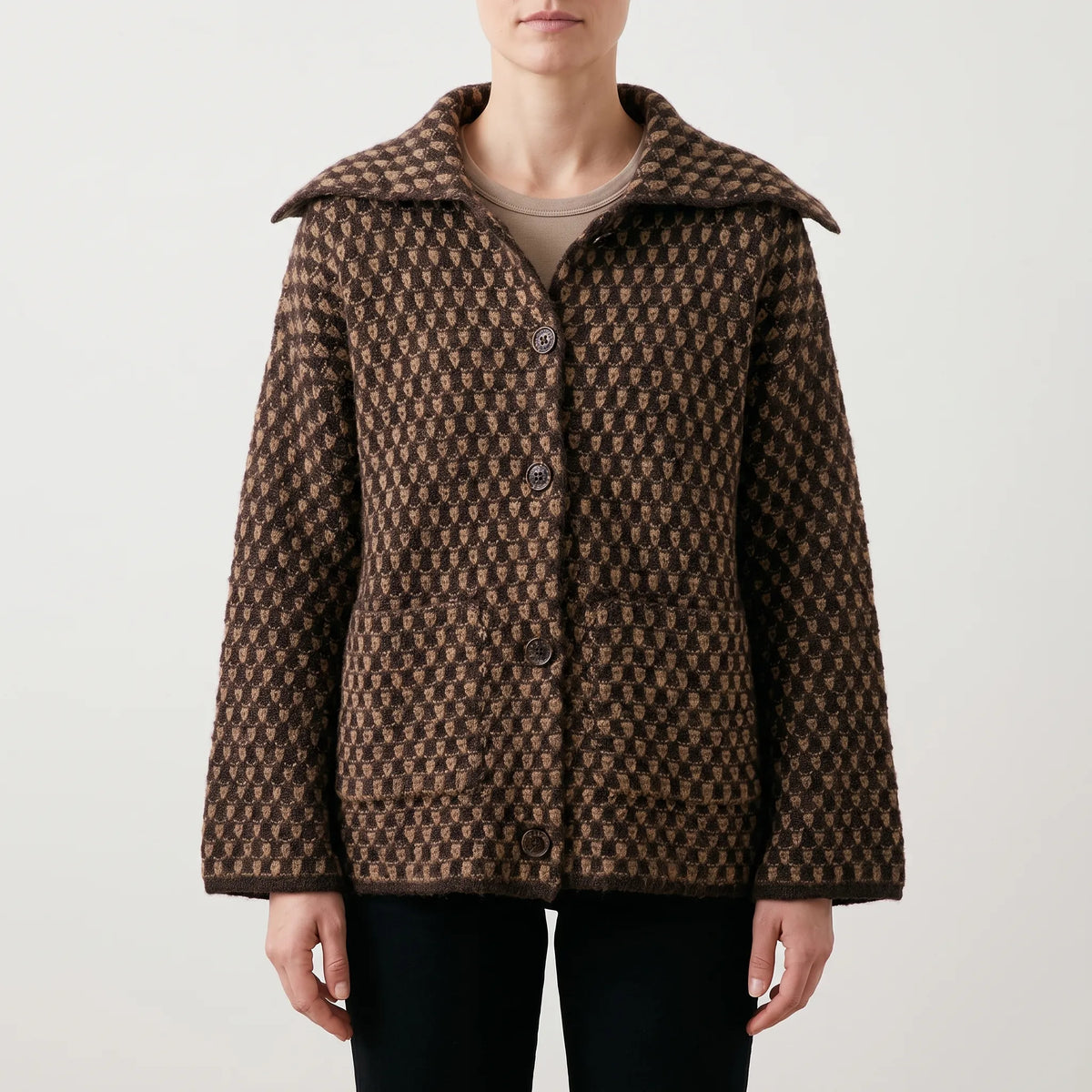 Fendel  - Chunky Two-Tone Womens Cardigan Autumn Layering