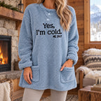 Fleecewift  - Fleece Letter Print Sweatshirt Lounging At Home