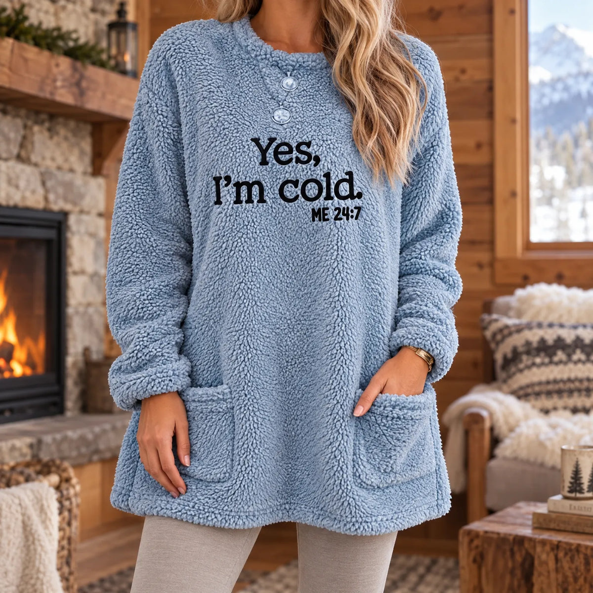 Fleecewift  - Fleece Letter Print Sweatshirt Lounging At Home