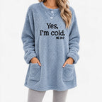 Fleecewift  - Fleece Letter Print Sweatshirt Lounging At Home