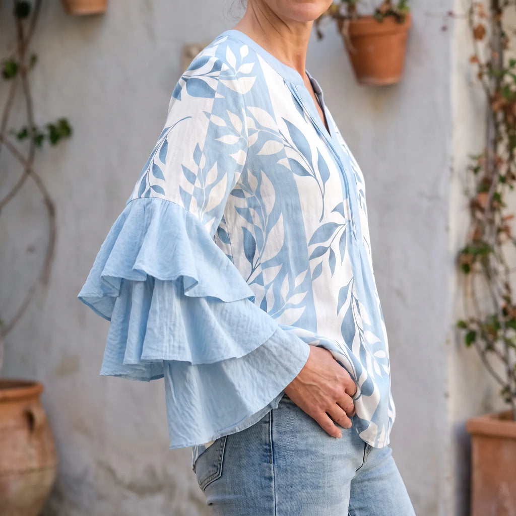 FloriaBlouse  - Floral Print Ruffle Blouse Casual Outings