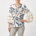 FloriaBlouse  - Floral Print Ruffle Blouse Casual Outings