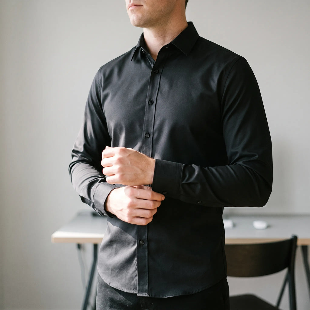 Formahem  - Long-Sleeve Collared Mens White Shirt Office Environment Wear
