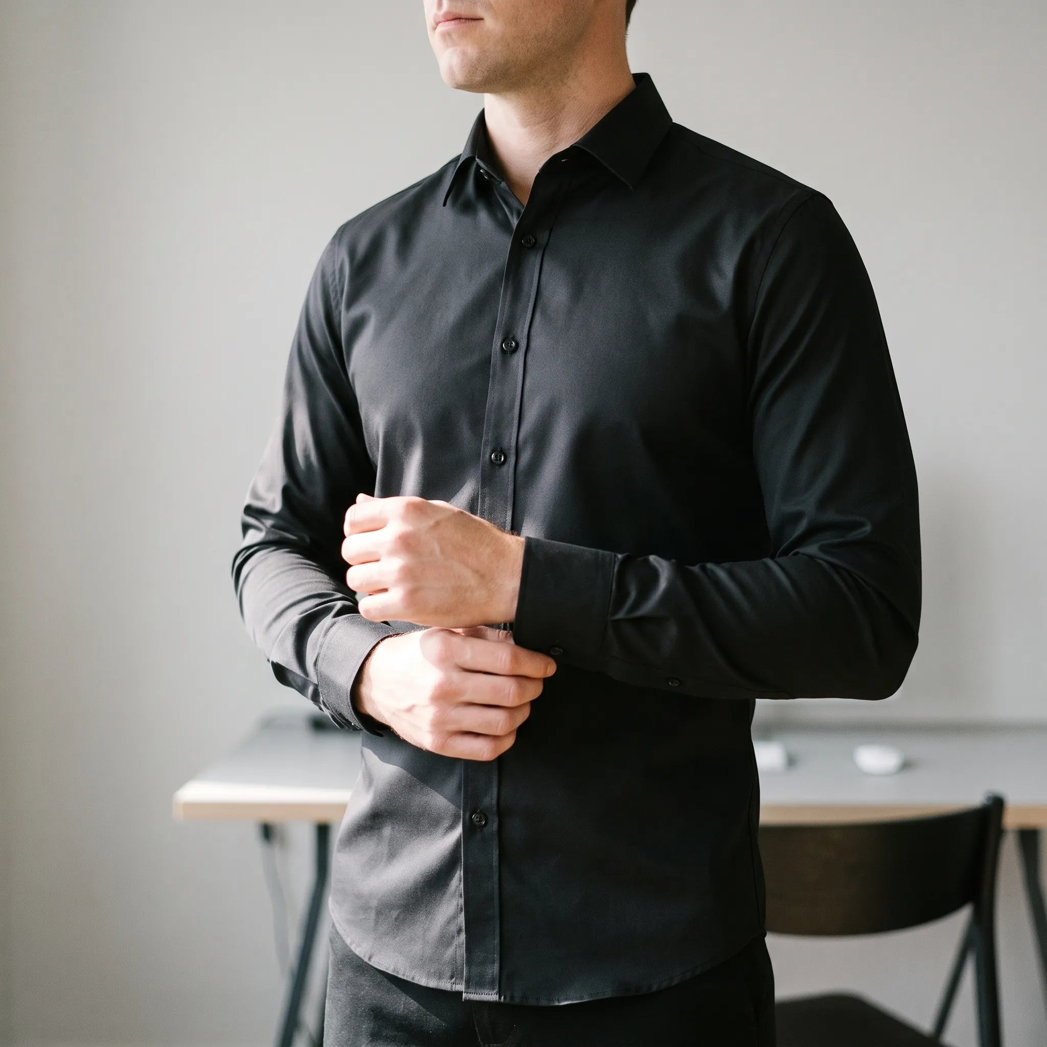 Formahem  - Long-Sleeve Collared Mens White Shirt Office Environment Wear