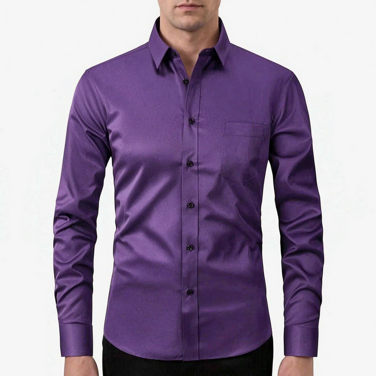 Formahem  - Long-Sleeve Collared Mens White Shirt Office Environment Wear