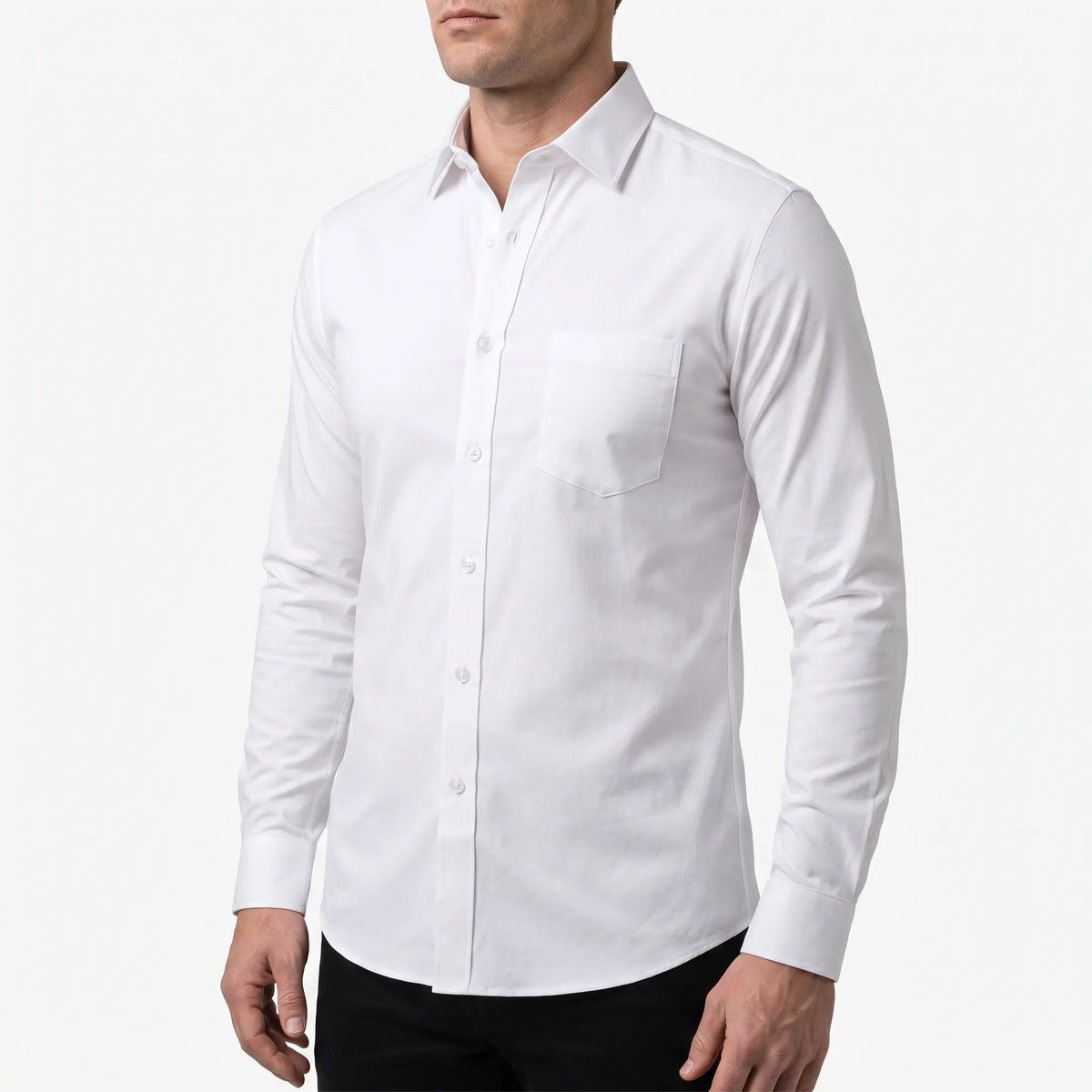 Formahem  - Long-Sleeve Collared Mens White Shirt Office Environment Wear